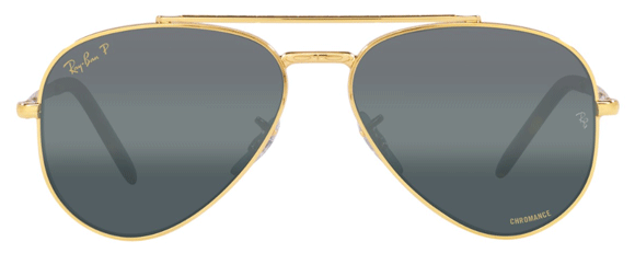 RB314 RAY-BAN NEW AVIATOR RB3625 9196G6 58 LEGEND GOLD  / POLARIZED CLEAR GRADIENT DARK BLUE