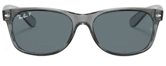 A25 RAY-BAN NEW WAYFARER RB2132 64503R 58 TRANSPARENT GRAY / DARK BLUE POLARIZED