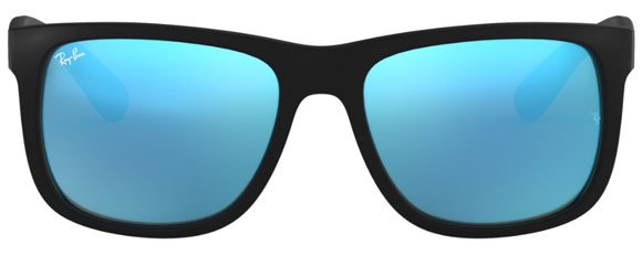 H90F RAY-BAN JUSTIN RB4165F 622/55 58 RUBBER BLACK / BLUE FLASH