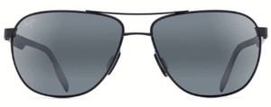 MJM078 MAUI JIM CASTLES 728-2M 61 MATTE  BLACK  / NEUTRAL GREY