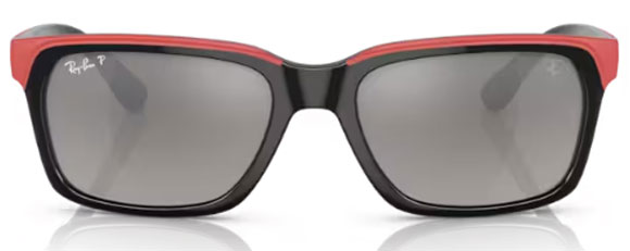 RB474 RAY-BAN RB4393M F6015J 56 BLACK ON RED / GREY POLARIZED