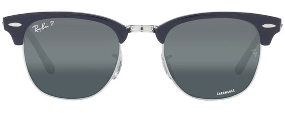 RB002 RAY-BAN CLUBMASTER RB3016F 1366G6 55 MM  BLUE ON SILVER / DARK BLUE  POLARIZED