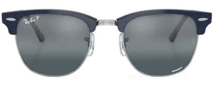 RB149 RAY-BAN CLUBMASTER RB3016 1366G6 51 BLUE ON SILVER  DARK BLUE MIRRORED POLARIZED