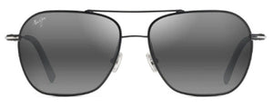 MJM135 MAUI JIM MANO 877-02 57 BLACK WITH SILVER STRIPE  / NEUTRAL GREY