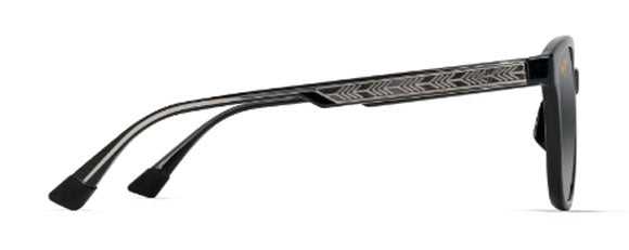 MJM157 MAUI JIM MY MAUI KUIKAHI ASIAN FIT MM647-013 55 SHINY BLACK WITH TRANS LIGHT GREY  / NEUTRAL GREY