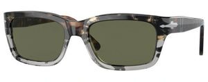 PO123 PERSOL PO3301S 115958 57 BROWN CUT GREY TORTOISE / GREEN POLARIZED