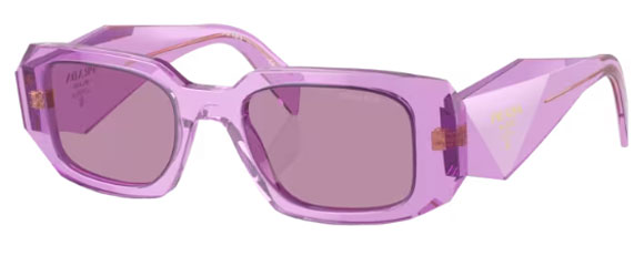 PR137 PRADA PR 17WS 13R07Q 49 TRANSPARENT AMETHYST / DARK VIOLET MIRRORED SILVER