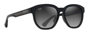 MJM150 MAUI JIM AKAHAI ASIAN FIT GS646-14A 56 SHINY BLACK WITH TRANS LIGHT GREY / NEUTRAL GREY