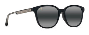 MJM157 MAUI JIM MY MAUI KUIKAHI ASIAN FIT MM647-013 55 SHINY BLACK WITH TRANS LIGHT GREY  / NEUTRAL GREY