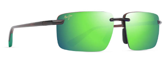 MJM153 MAUI JIM LAULIMA ASIAN FIT GM656-01 61 SHINY TRANS BROWN  / MAUI GREEN