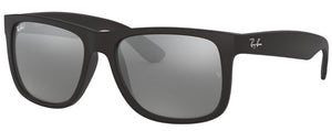 Z29 RAY-BAN JUSTIN RB4165 622/6G 58 BLACK /  GRAY MIRRORED SILVER