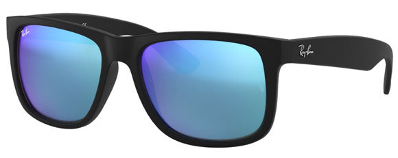 H90F RAY-BAN JUSTIN RB4165F 622/55 58 RUBBER BLACK / BLUE FLASH