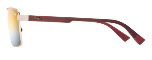 MJM163 MAUI JIM PIHA DGS621-16 60 SHINY GOLD BURGUNDY / DUAL MIRRORED GOLD SILVER