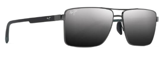 MJM162 MAUI JIM PIHA DSB621-02 60 SHINY GUNMETAL BLACK / DUAL MIRRORED SILVER BLACK