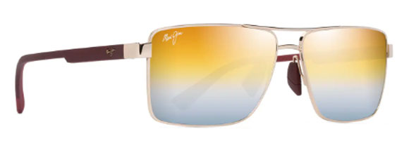 MJM163 MAUI JIM PIHA DGS621-16 60 SHINY GOLD BURGUNDY / DUAL MIRRORED GOLD SILVER