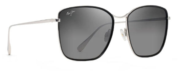 MJM048 MAUI JIM TIGER LILY GS561-02 57 GLOSS BLACK WITH SILVER   NEUTRAL GREY POLARIZED