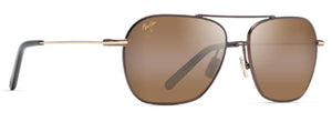 MJM007 MAUI JIM MANO H877-01 58 DARK BROWN WITH GOLD STRIPE / HCL BRONZE