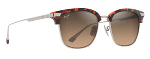 MJM132 MAUI JIM KALAUNU ASIAN FIT HS629-10 55 SHINY RED HAVANA WITH SILVER  / HCL BRONZE