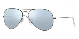 A80 RAY-BAN AVIATOR LARGE METAL RB3025 029/30 58 MATTE GUNMETAL  LIGHT GREEN MIRRORED SILVER