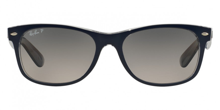 D193 RAY-BAN NEW WAYFARER RB2132 6053M3 55 MATTE BLUE ON TRANSPARENT / GRAY GRADIENT POLARIZED