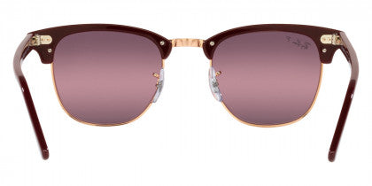 RB001 RAY-BAN CLUBMASTER RB3016F 1365G9 55 MM BORDEAUX ON ROSE GOLD / RED POLARIZED