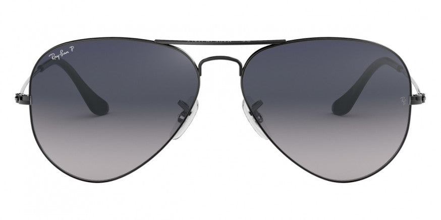 F47 RAY-BAN AVIATOR LARGE METAL RB3025 004/78 58 GUNMETAL / BLUE GRADIENT GRAY  POLARIZED