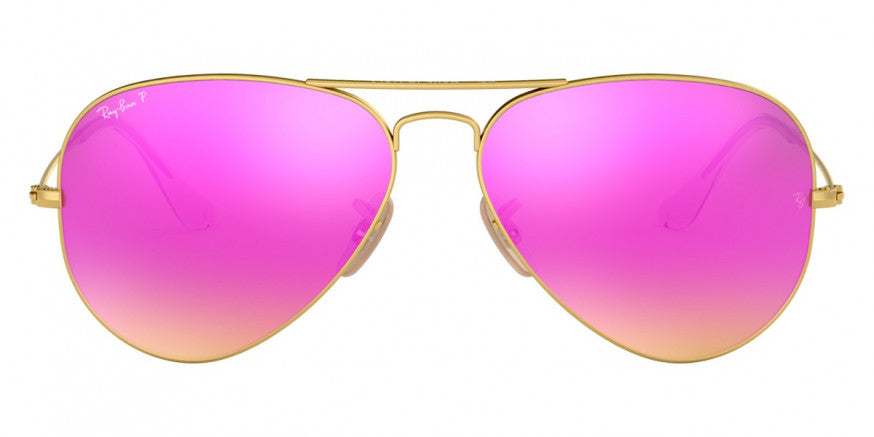 F64 RAY-BAN AVIATOR LARGE METAL RB3025 112/1Q 58 MATTE ARISTA / BROWN MIRRORED FUCHSIA POLARIZED