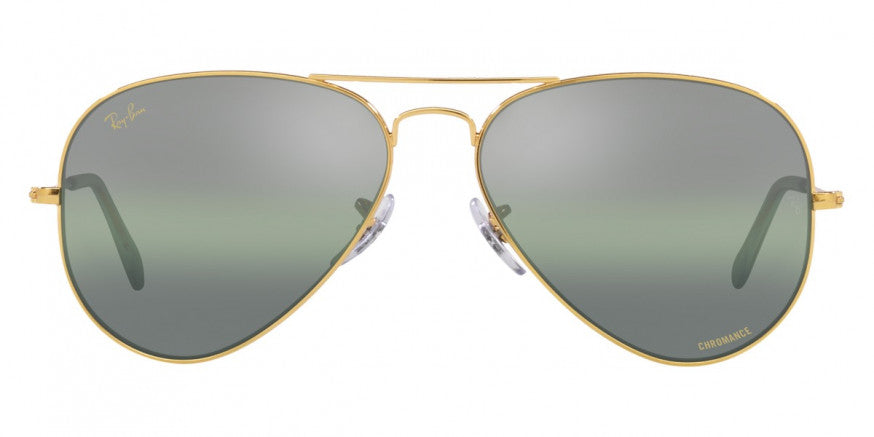 D345 RAY-BAN AVIATOR LARGE METAL RB3025 9196G4 62 LEGEND GOLD / GRADIENT DARK GREEN MIRRORED