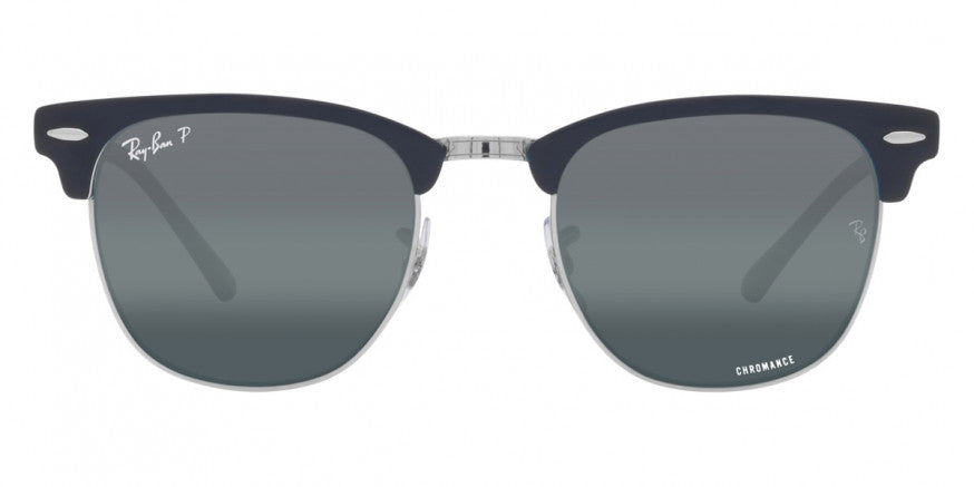 RB014 RAY-BAN CLUBMASTER METAL RB3716 9254G6 51 SILVER BLUE / DARK BLUE MIRRORED POLARIZED